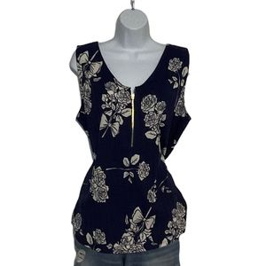 Lularoe Rachael V-Neck Zipper Sleeveless Top